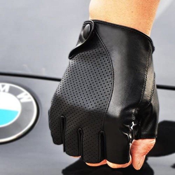 NEW MEN'S PERFORATED WRIST SHEEPSKIN GENUINE LEATHER GLOVE DRIVING DAILY GLOVE