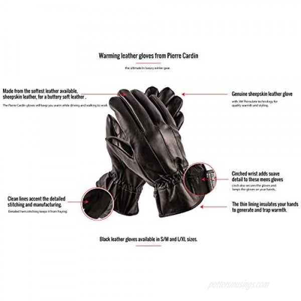 Pierre Cardin Mens Leather Gloves - Luxury Driving Gloves - Perfect as Winter Gloves