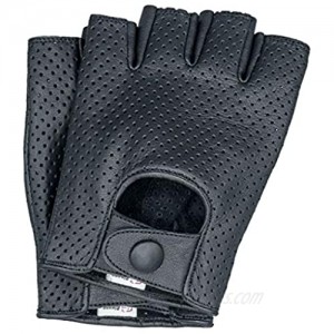 Riparo Mens Leather Full Mesh Fingerless Half-Finger Driving Motorcycle Riding Gloves (Black  Medium)