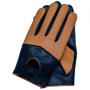 Riparo Men's Touchscreen Texting Half Mesh Perforated Summer Driving Motorcycle Leather Gloves