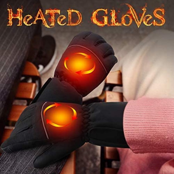 SPRING Electric Heated Gloves Portable Battery Heating Thermal Gloves Waterproof Touchscreen Gloves for Cycling Motorcycle Hiking Snowboarding Outdoor Winter Sport