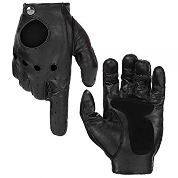 Thin Driving Gloves Men Men Lambskin Leather Gloves with Touchscreen Texting Function Black
