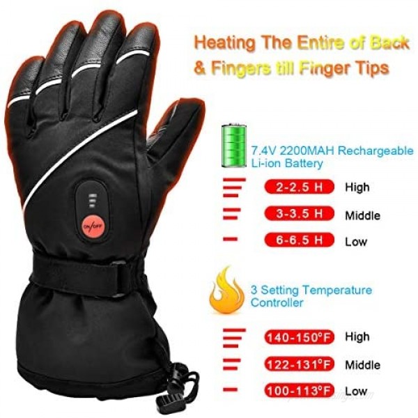 Upgraded Heated Gloves for Men Women Electric Ski Motorcycle Snow Mitten Glove Arthritis