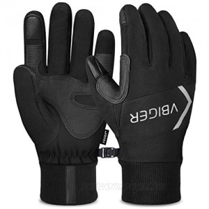 VBIGER Mens Winter Gloves Running Cycling Gloves Touch Screen Gloves with Reflective Strips and Anti-slip Silicon  Black