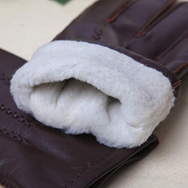 WARMEN Winter Leather Gloves for Men Cold Weather Handsewn Driving Touchscreen Black