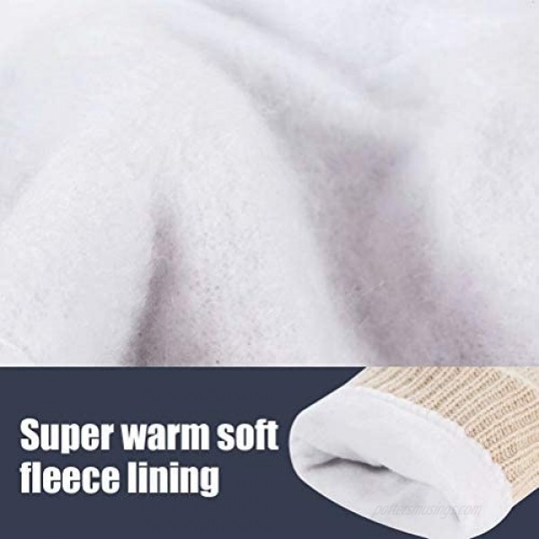 Winter Wool Gloves for Men Women Anti-Slip Knit Touchscreen Thermal Unisex Snow Driving Gloves with Thick Warm Fleece Lining